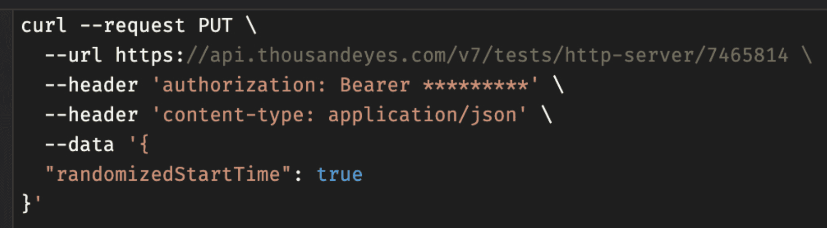 API call to enable randomized start times on tests